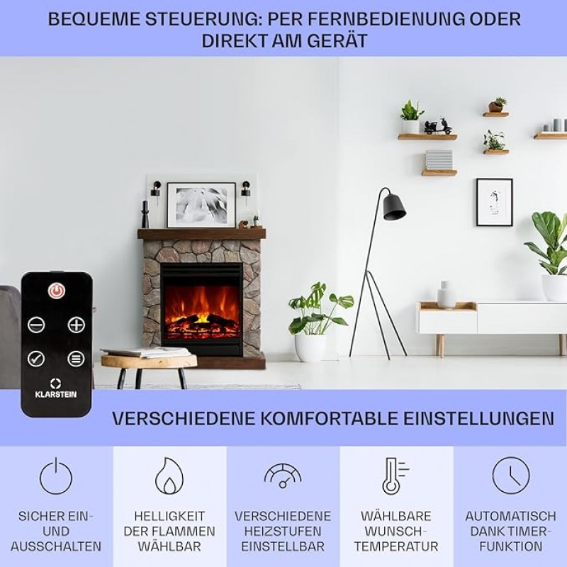 Elektrokamin mit LED-Flammeneffekt 1800 W 23 x 60 x 67 – Alternative zum Heizpilz – Thumbnail 6