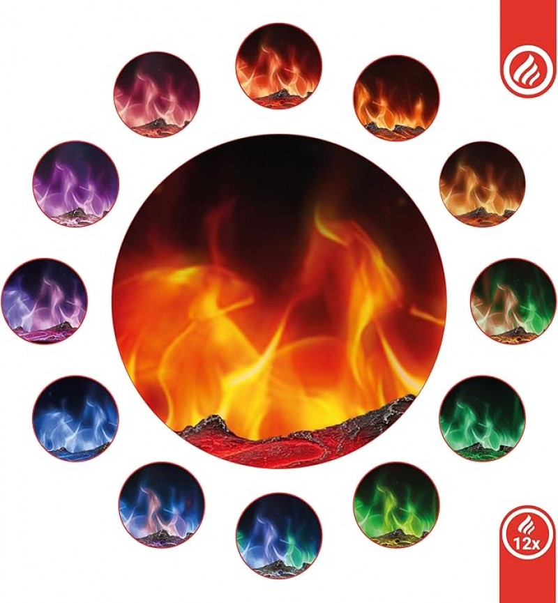 Elektrischer Kamin Standkamin Elektrokamin 1,4 m Breite mit Heizung 3D-Flammeneffekt 12 Flammenfarbe – 2