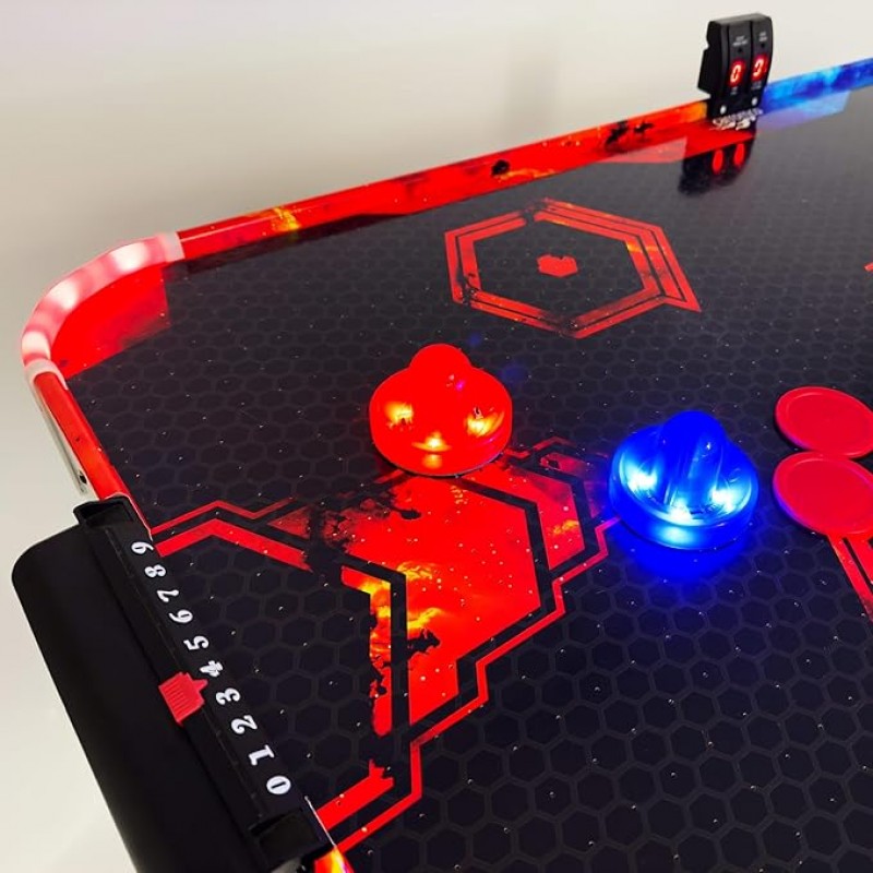 Airhockey Tisch Air Hockey Spieltisch mit LED Lichteffekten mit belüftetem Spielfeld beleuchteten Pu – 4