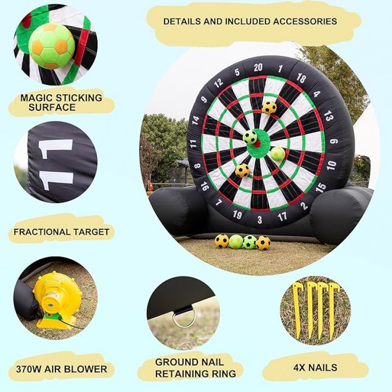 Aufblasbares Fußball-Dartboard Kicker Außenbereich 3 m hoch Kick-Dartboard enthält 8 Fußbälle und Ge – 4