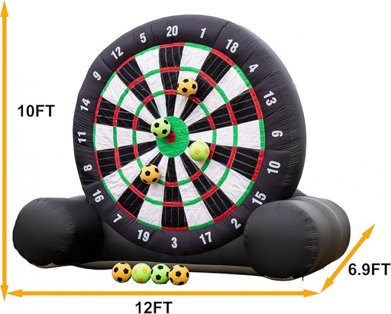 Aufblasbares Fußball-Dartboard Kicker Außenbereich 3 m hoch Kick-Dartboard enthält 8 Fußbälle und Ge – 2