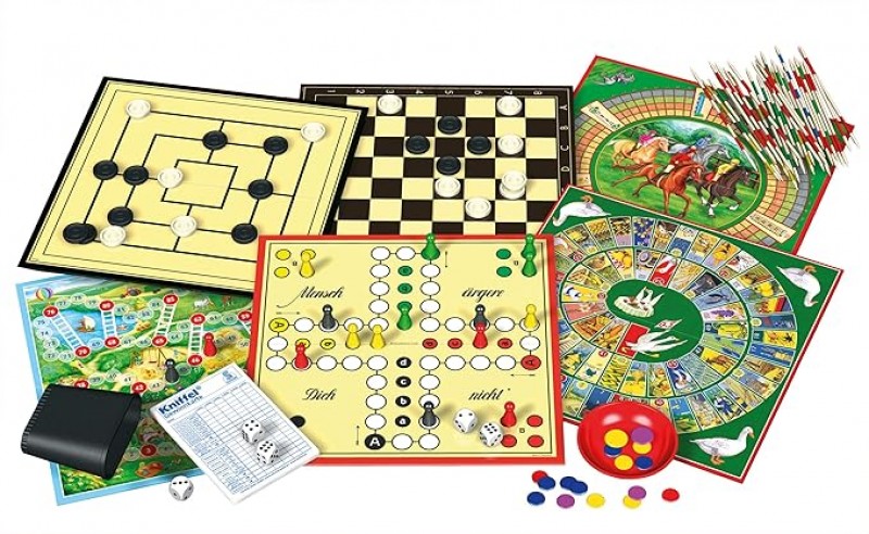 Spielesammlung Gesellschaftsspiele Brettspiele mit 100 Spielmöglichkeiten ab 6 Jahre 2 – 6 Spieler b – 2