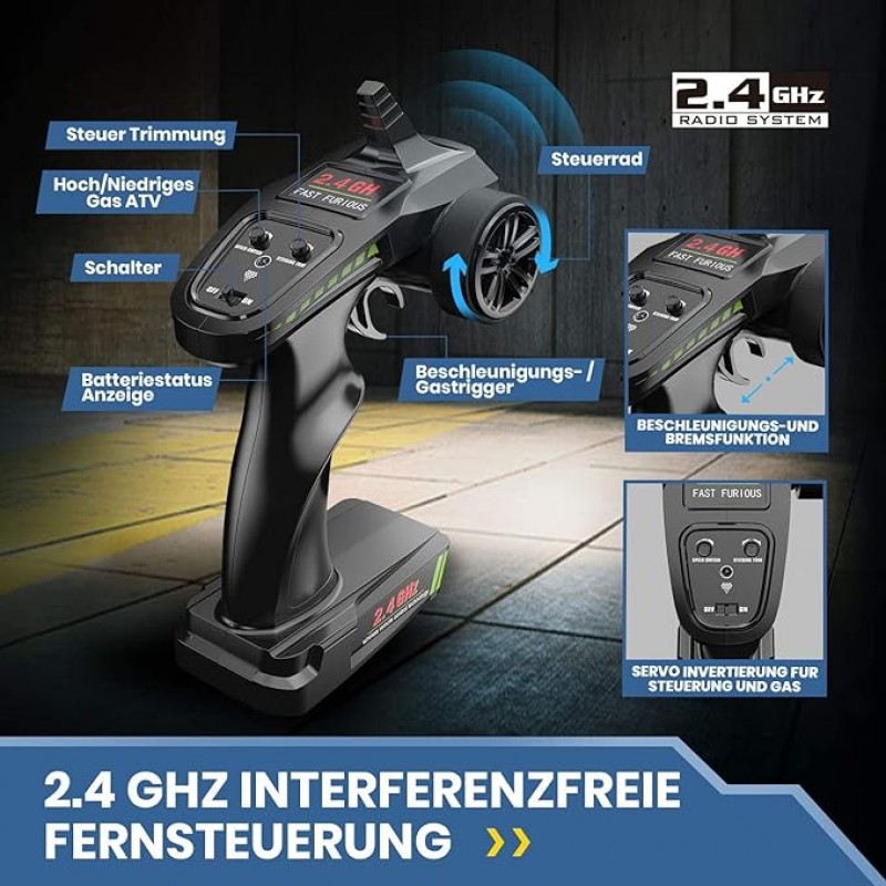 Rennauto ferngesteuertes Auto bürstenloser Motor 60 km/h 4WD Schnelles Rennauto 2 Batterien 40 Minut – 5