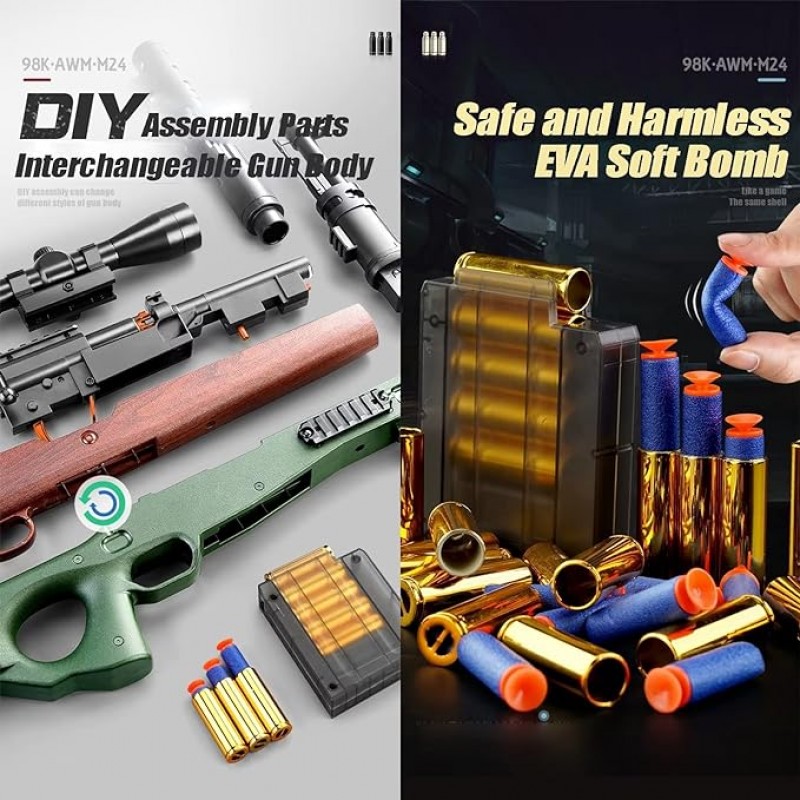 Scharfschützengewehr mit weichen Bällen Soft-Bullet-Scharfschützen-Spielzeugpistole mit Fernrohr + S – 3
