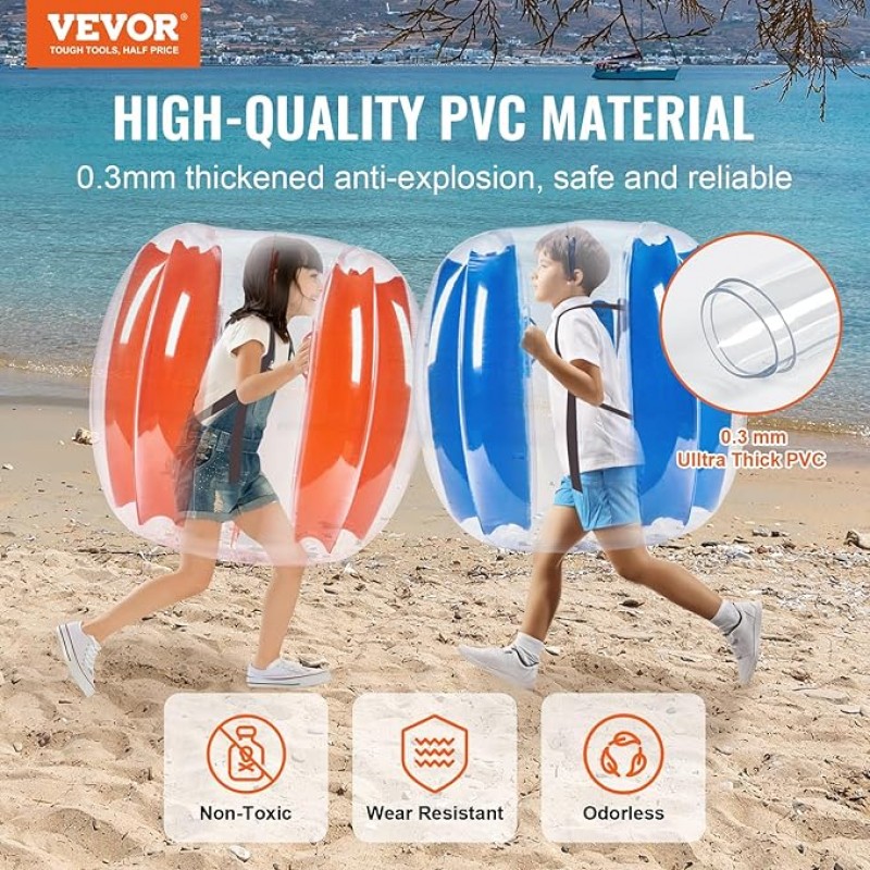 Aufblasbare Bumper Balls 2er-Pack Zorbing Kids 91 cm große Bälle PVC-Bumper Ball für Outdoor-Mannsch – 2