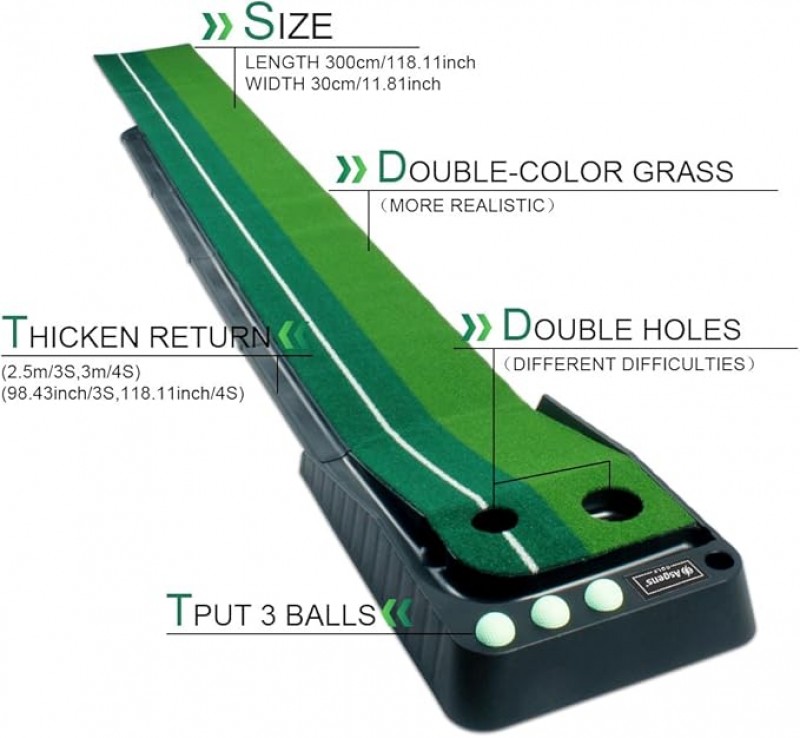 Minigolf Golf Putting Trainer 3 Bälle zweifarbige Grasgolfmatte mit kugelverdickter Rücklaufbahn aut – 2
