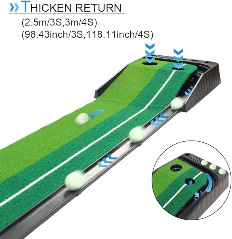 Minigolf Golf Putting Trainer 3 Bälle zweifarbige Grasgolfmatte mit kugelverdickter Rücklaufbahn aut – 4