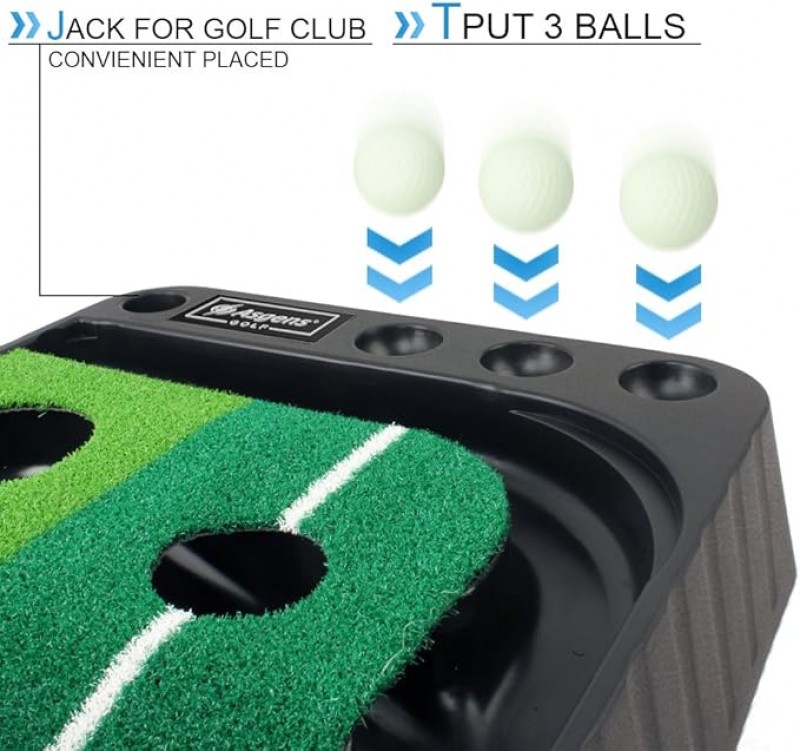 Minigolf Golf Putting Trainer 3 Bälle zweifarbige Grasgolfmatte mit kugelverdickter Rücklaufbahn aut – 5