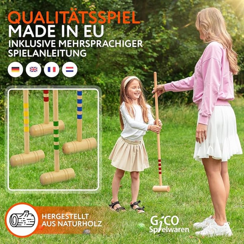Krocketspiel für 4 Spieler in Tragetasche Outdoor-/Garten-Campingspaß für die ganze Familie Qualität – 2