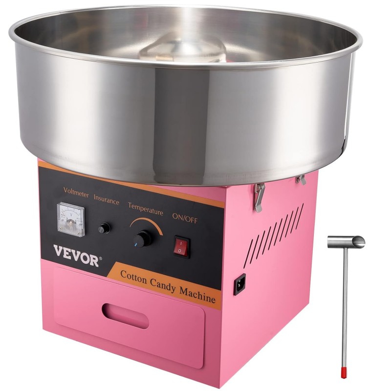 Elektrische Zuckerwattemaschine rosa Tischgerät kommerzieller Zuckerwattemaker 1000W mit Edelstahlsc – Thumbnail 7