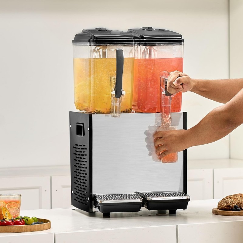 2er Getränkespender mit 2 Tanks Saftspender 12 L (pro Tank) 286 W Edelstahl Eistee-Getränkeautomat – Thumbnail 8