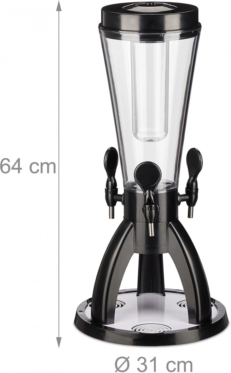 Biersäule mit 3 Zapfhähnen 4 Liter Getränkespender mit Kühlung Bierturm Garten Zapfsäule transparent – 5