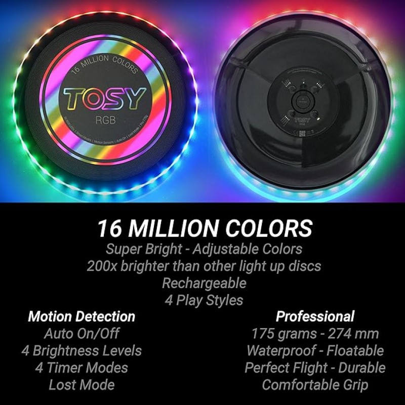 Frisbee Scheibe beleuchtet 2 Stück Flying Disc 16 Millionen RGB-Farben oder 36 LEDs Hell Smart-Modi – 4