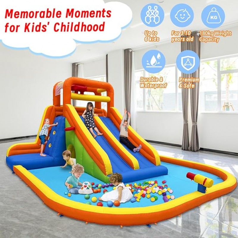 Hüpfburg XXL mit Trocken-/Wasserrutsche Kletterwand &amp; Pool – Sicher &amp; Spaß für Kinder – 2