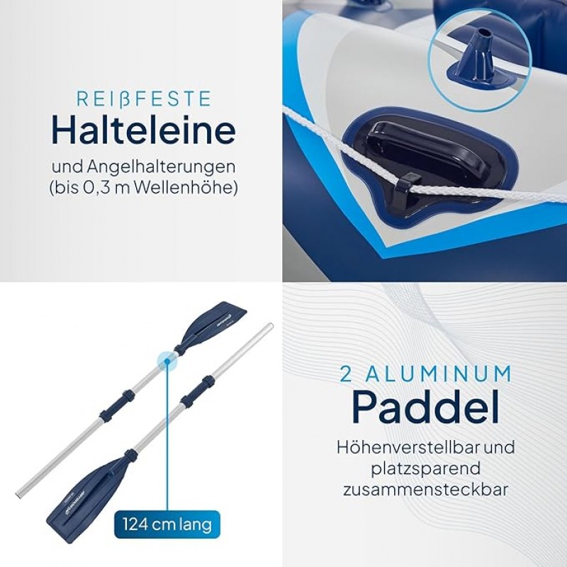 Paddelboot Schlauchboot Boot 322 x 163 cm für 4 Personen – Paddelboot aufblasbar mit 2 Bänken – Rude – 4
