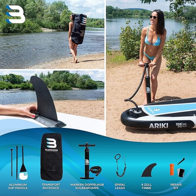 Surfboard Surfbrett Ariki Stand Up Paddle Board aufblasbar 170 kg Tragkraft Stand Up Paddling Set 32 – 3