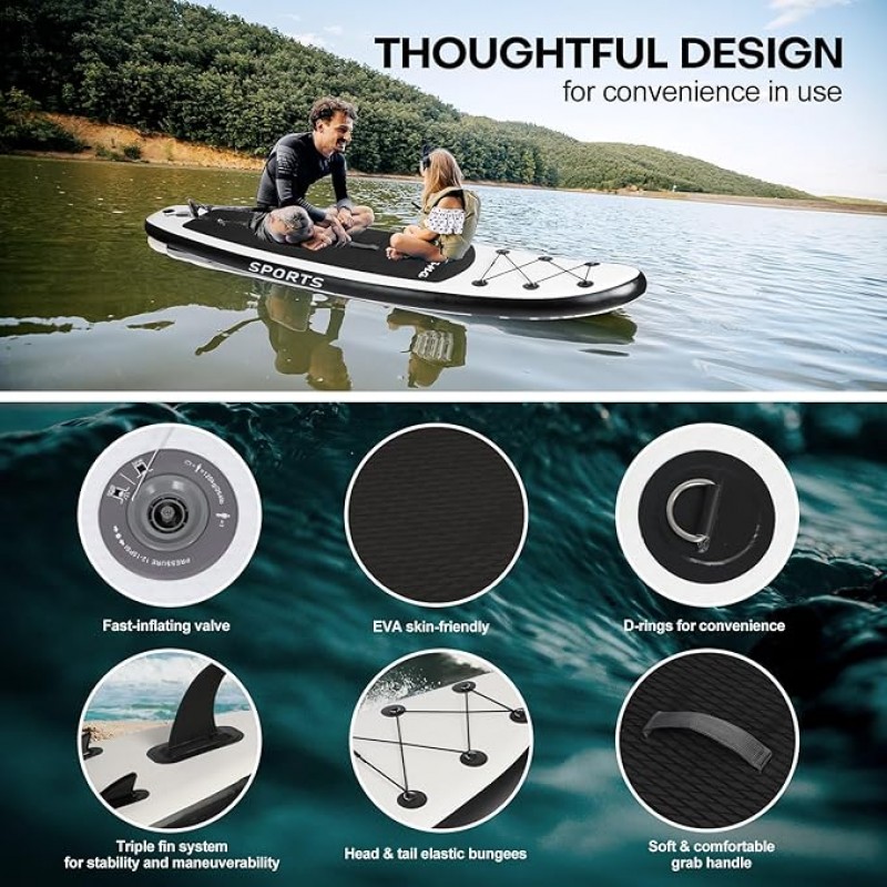 Surfbrett Panana aufblasbares Stand Up Paddle Board mit Premium SUP Board Zubehör Surfboard Surfing – 4