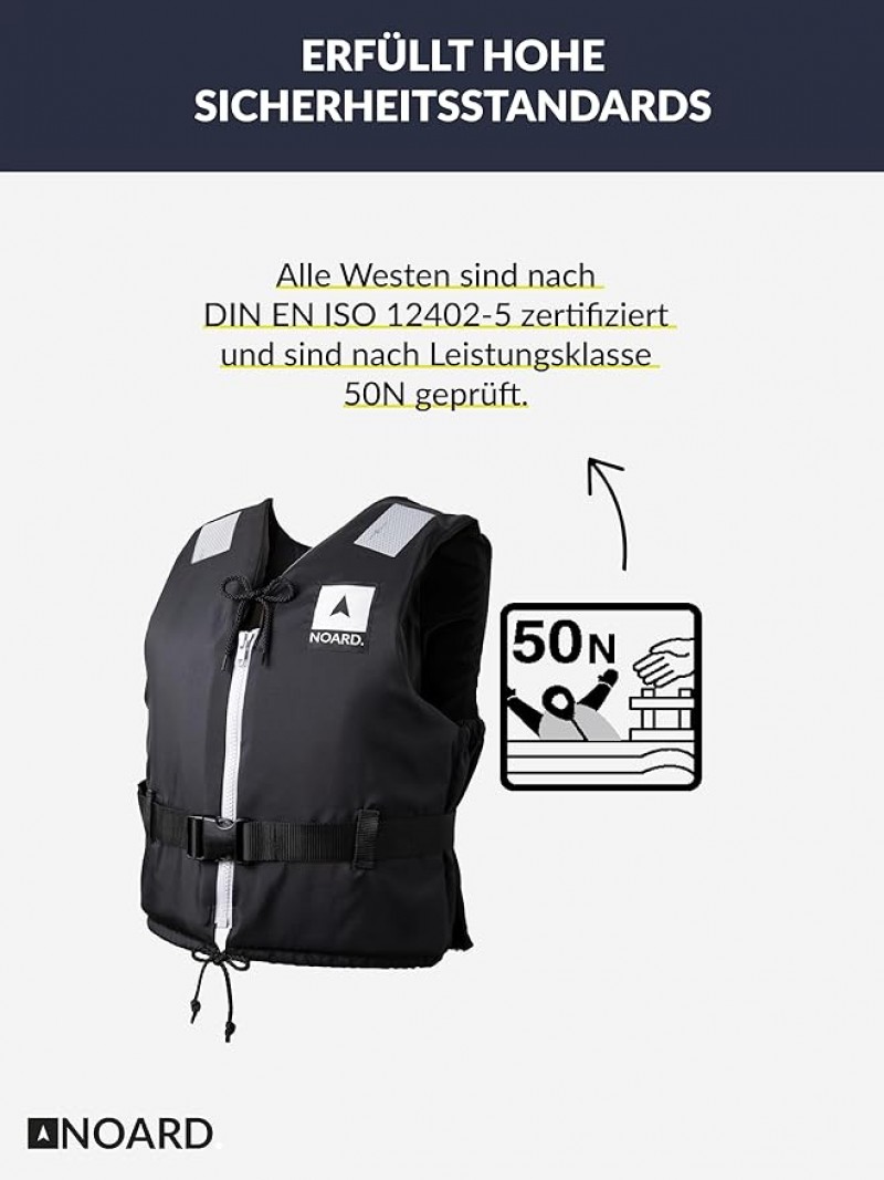 Rettungsweste Schwimmweste Erwachsene + Kinder Black Edition Rettungsweste für Personen 25 – 120 kg – 2