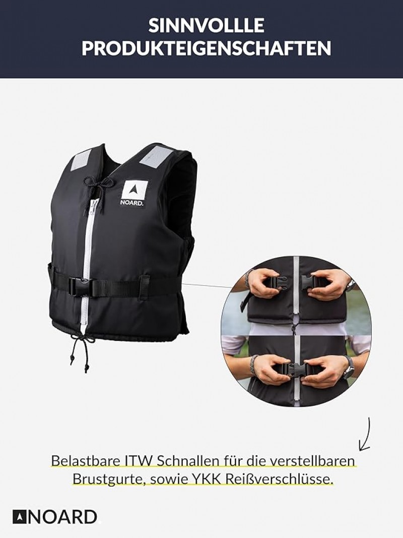 Rettungsweste Schwimmweste Erwachsene + Kinder Black Edition Rettungsweste für Personen 25 – 120 kg – 4