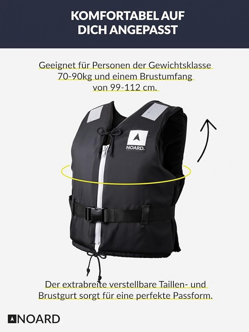Rettungsweste Schwimmweste Erwachsene + Kinder Black Edition Rettungsweste für Personen 25 – 120 kg – 5
