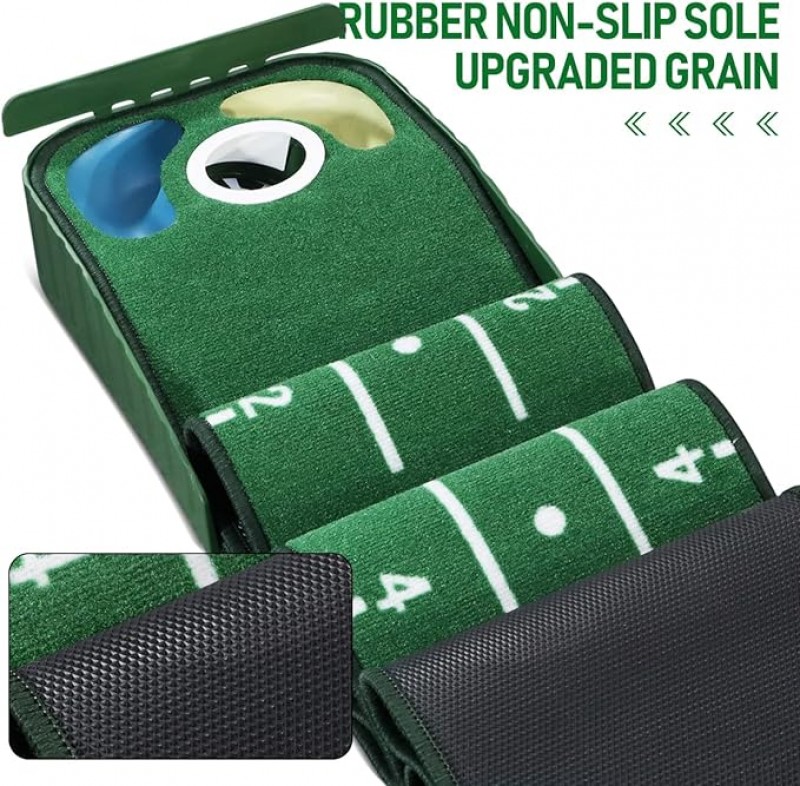 Golf-Putting-Green-Matte 3 m Minigolf Innenbereich Golf-Putting-Matte mit Ballrücklauf und 3 Löchern – 4