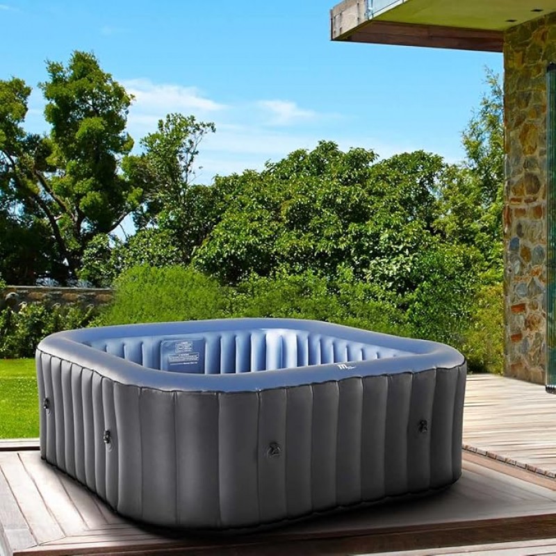 Whirlpool Spa aufblasbar für 6 Personen 185 x 185 cm In-Outdoor Pool 132 Massagedüsen Timer Heizung
