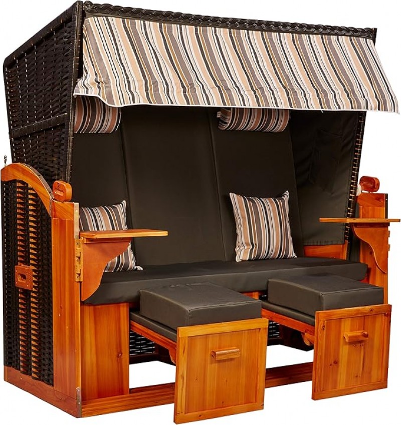 Strandkorb XXL Strandschönheit Ostsee XXL 2,5-Sitzer anthrazit olive Perfekt für Strand Camping Gart