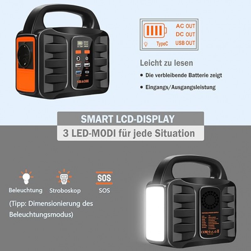 Handyladegerät 200 W tragbare Powerstation Solargenerator Ladegerät Stromgenerator Stromquelle 194Wh – 4