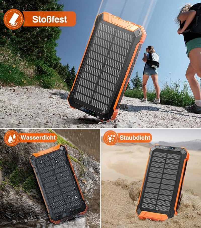 Ladegerät Handy Wireless Solar PowerBank 26800mAh mit 6 Ausgängen 4 Eingänge Solarladegerät 15 W Sch – Thumbnail 6