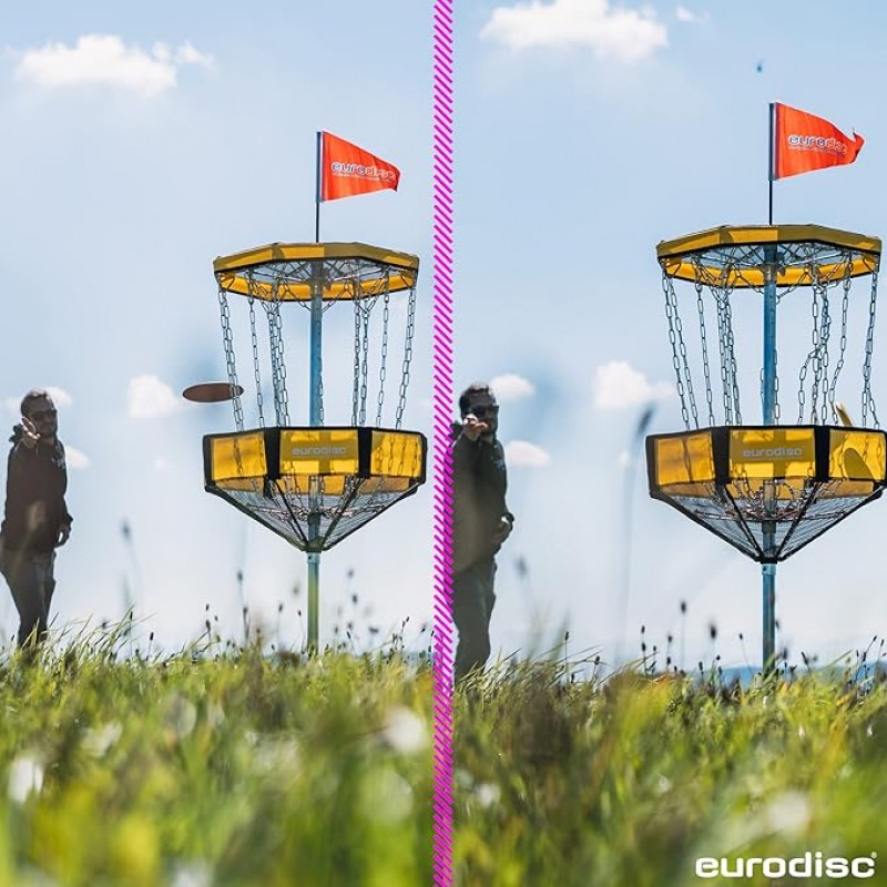 Discgolf Korb CHAINWALKER GELB Disc Golf Target Frisbee Höhe: 140 cm tragbar mobil zum zusammenfalte – 4
