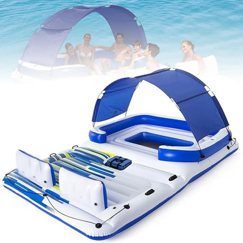 Schwimminsel aufblasbare Insel aufblasbarer Schwimmer für Pool oder See für 6–8 Personen große schwi – 2