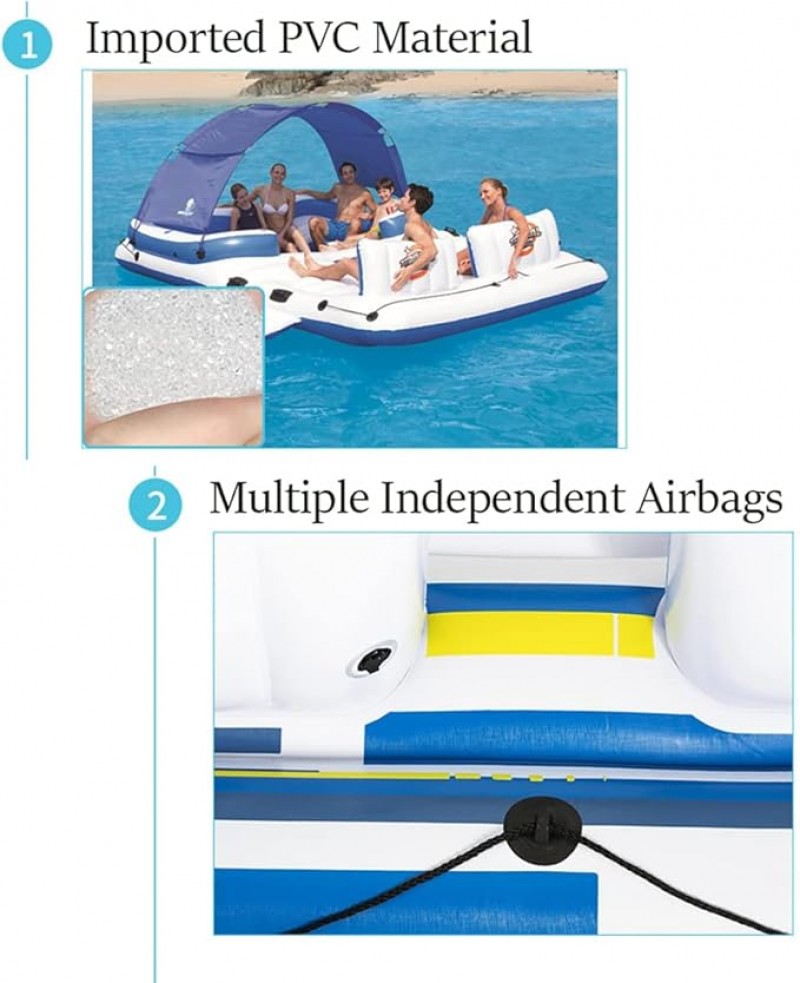 Schwimminsel aufblasbare Insel aufblasbarer Schwimmer für Pool oder See für 6–8 Personen große schwi – 3