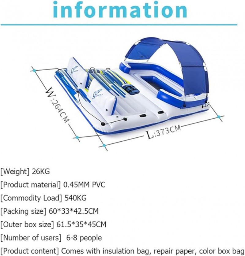 Schwimminsel aufblasbare Insel aufblasbarer Schwimmer für Pool oder See für 6–8 Personen große schwi – Thumbnail 6