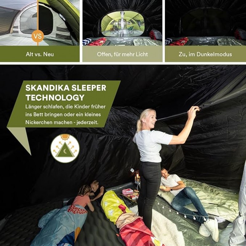Familienzelt Campingzelt – 6-Personen Tunnelzelt 24 qm 2 Schlafkabinen Familien Zelt 5000 mm Wassers – 2