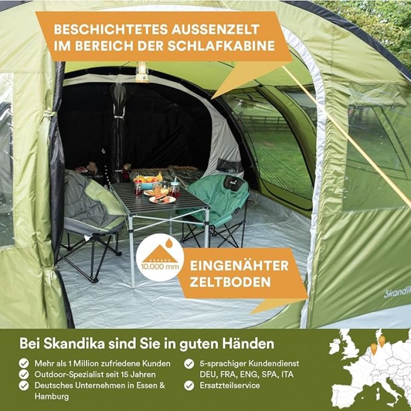 Familienzelt Campingzelt – 6-Personen Tunnelzelt 24 qm 2 Schlafkabinen Familien Zelt 5000 mm Wassers – 3