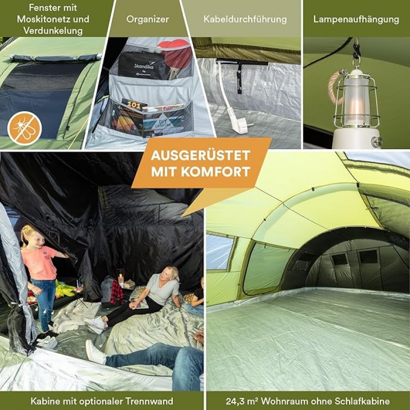 Familienzelt Campingzelt – 6-Personen Tunnelzelt 24 qm 2 Schlafkabinen Familien Zelt 5000 mm Wassers – 4