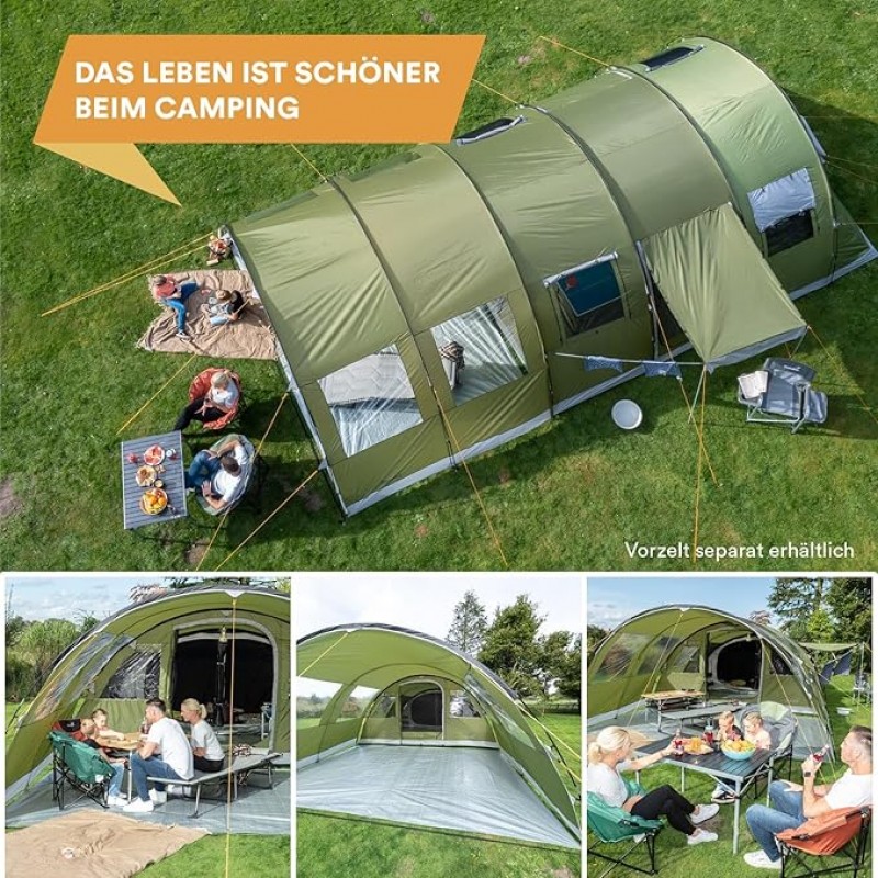 Familienzelt Campingzelt – 6-Personen Tunnelzelt 24 qm 2 Schlafkabinen Familien Zelt 5000 mm Wassers – Thumbnail 7