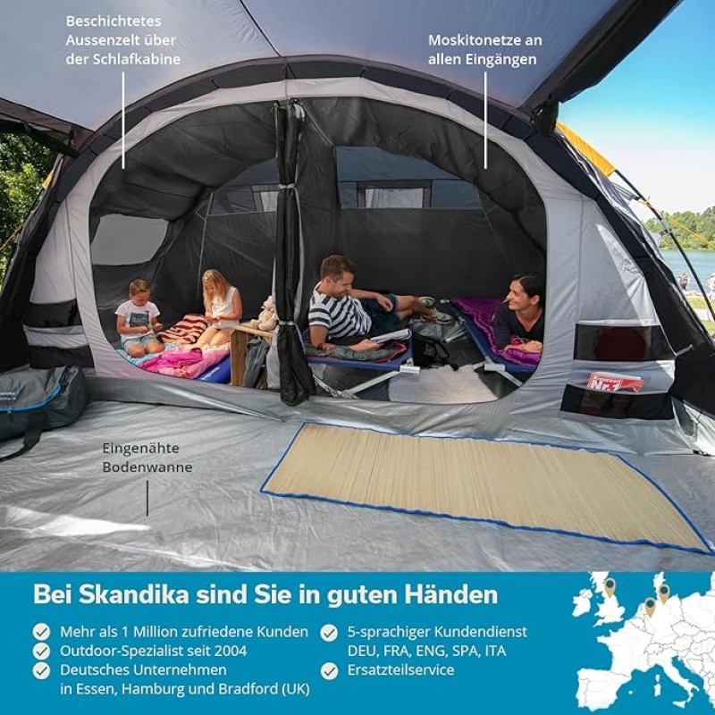Familienzelt Campingzelt – 6-Personen Tunnelzelt 24 qm 2 Schlafkabinen Familien Zelt 5000 mm Wassers – Thumbnail 8