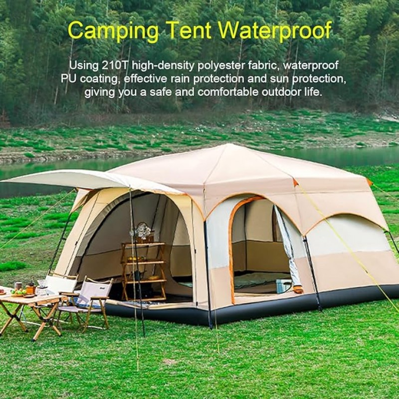 Campingzelt Heimzelt großes Zelte für Camping Glamping Wandern Partys Mehrfamilienzelt Netzfenster w