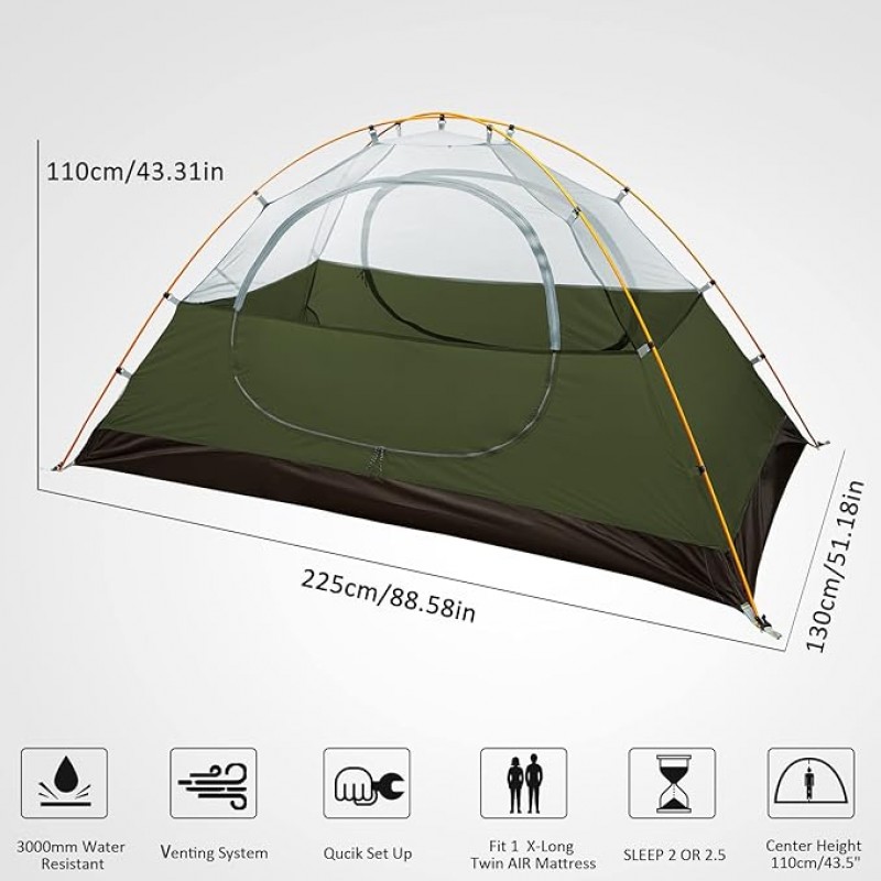 Zelt klein 2 Personen leichte Campingzelte 3-4 Jahreszeiten wasserdichtes &amp; winddichtes Kuppelzelt f – 3