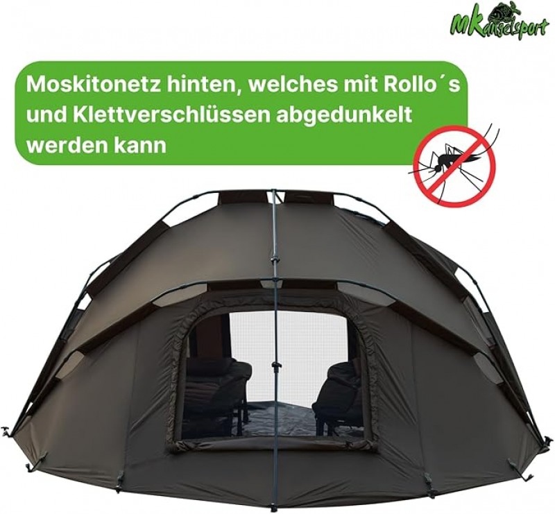 Urlaubszelt MK-Angelzelt Fort Knox 2-Mann Dome Zelt Karpfenangelzelt 292 x 302 x 146 cm – 4