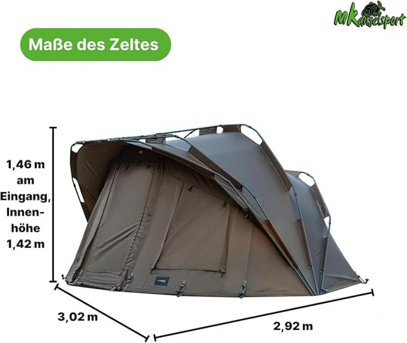 Urlaubszelt MK-Angelzelt Fort Knox 2-Mann Dome Zelt Karpfenangelzelt 292 x 302 x 146 cm – 5