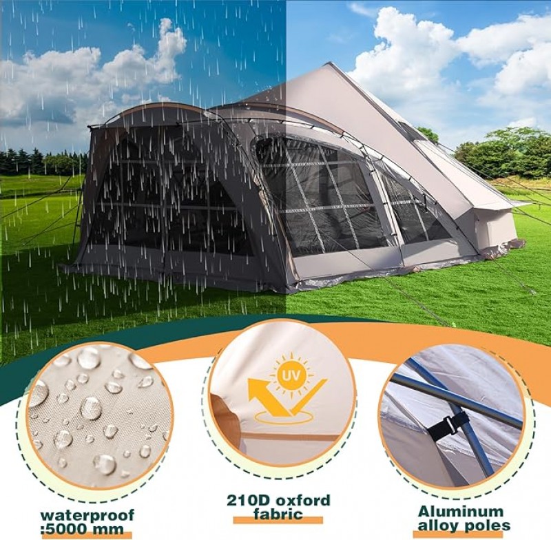 Campingzelt Großraumzelt 8-12-Personen-Familienzelte Gruppenzelt mit Regenschutz Kabinenzelte Musikf – 4