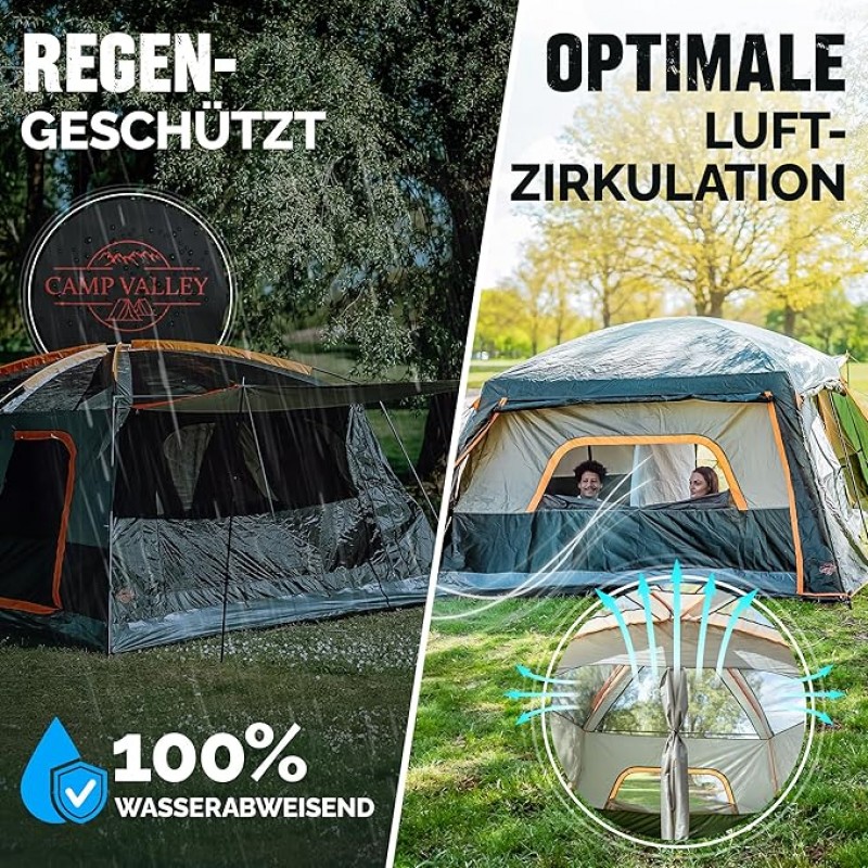 Familienzelt Hauszelt für 4 – 6 Personen mit Vorzelt Großzelt wasserdicht mit Stehhöhe Campingzelt Z – Thumbnail 6