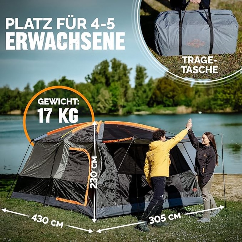 Familienzelt Hauszelt für 4 – 6 Personen mit Vorzelt Großzelt wasserdicht mit Stehhöhe Campingzelt Z – Thumbnail 7