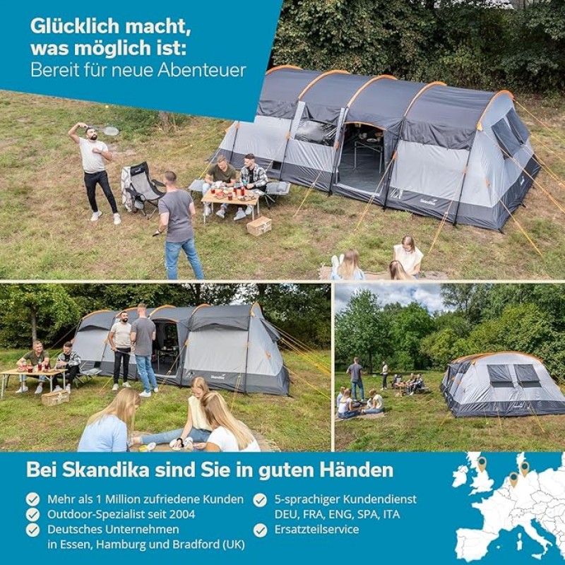 Tunnelzelt Familienzelt Hauszelt 28 qm für 12 Personen Großzelt mit 2 Schlafkabinen mit eingenähtem  – Thumbnail 7
