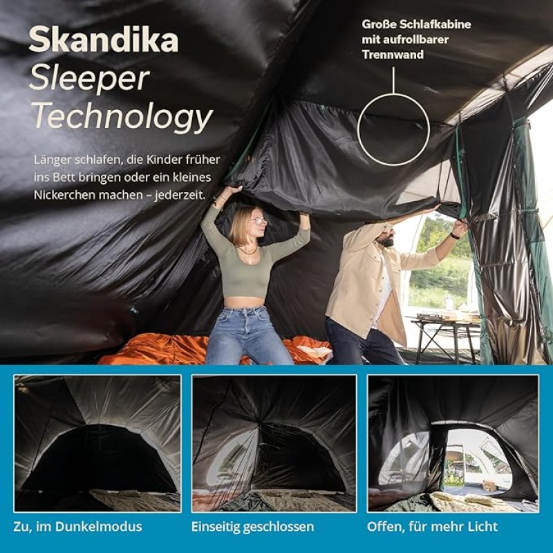 Tunnelzelt Camping | Campingzelt für 5 Personen Baldachin-Überdachung 5000 mm Wassersäule | Großes F – 2