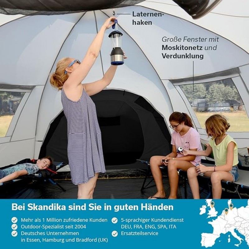 Kuppelzelt für 9-12 Personen | Campingzelt 3 Schlafkabinen 200 cm Stehhöhe 5000 mm Wassersäule Famil – Thumbnail 8