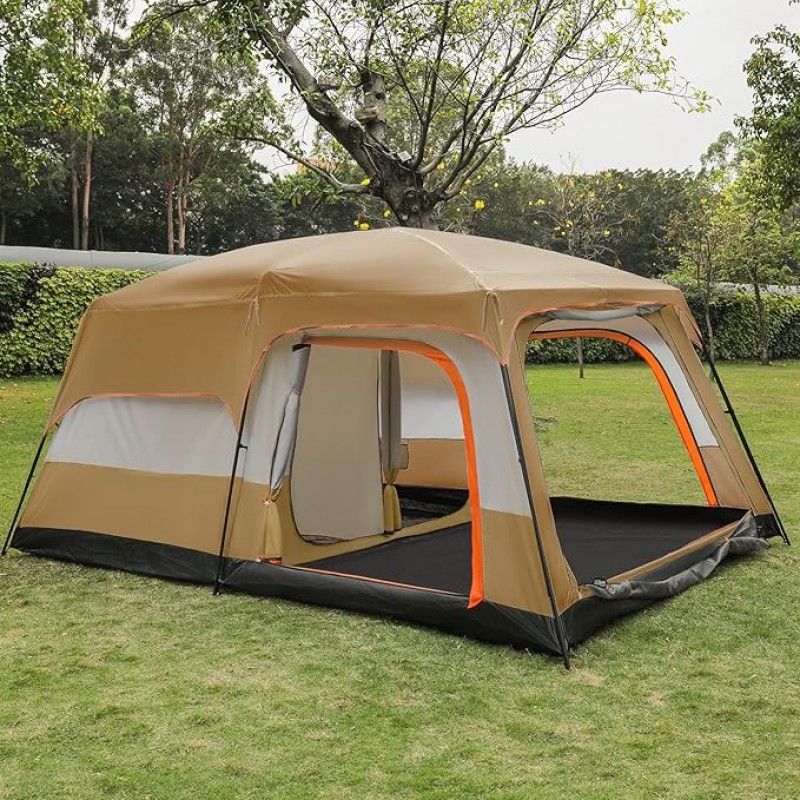 Riesenzelt Campingzelt für 5–8 Personen extragroß tragbar wasserdicht winddicht 1 Wohnzimmer 2 Schl