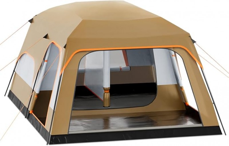 Riesenzelt Campingzelt für 5–8 Personen extragroß tragbar wasserdicht winddicht 1 Wohnzimmer 2 Schl – 2